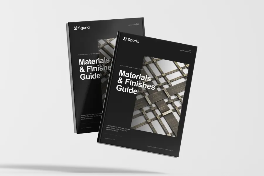 SGORIA materials and finishes guide cover