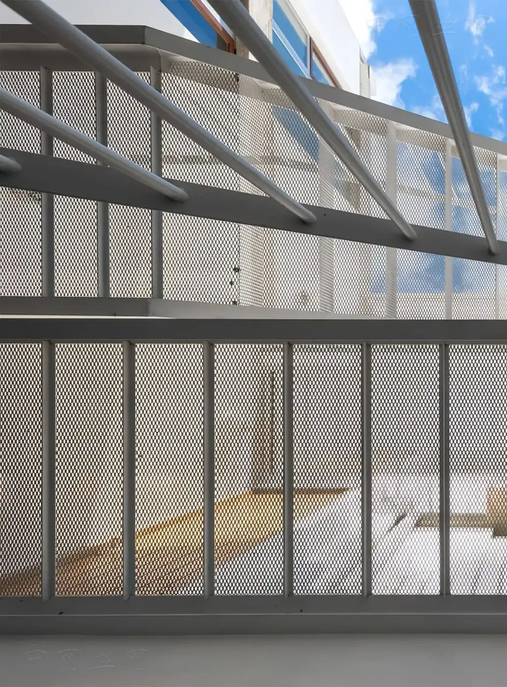Exterior railing screen for Expanded Metal Mesh